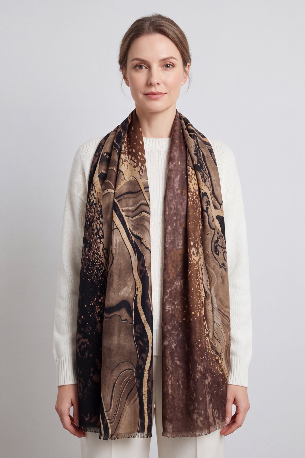 Marble Print Lightweight Fashion Scarf