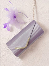 Textured Clutch Bag and Mesh Fascinator Occasion Lilac Set
