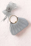 Pleated Satin Evening Bag & Fascinator Set Sliver