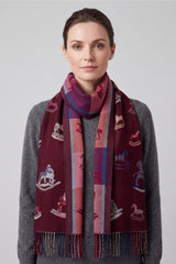 Women’s Rocking Horse Print Fringed Scarf