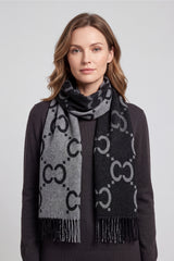 Women’s All-Over Geometric Print Reversible Fringed Scarf