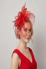 Large Curly Sinamay Fascinator with Feather Flower