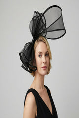 Large Mesh Loop Fascinator Headband with Structured Bow-Knot Design