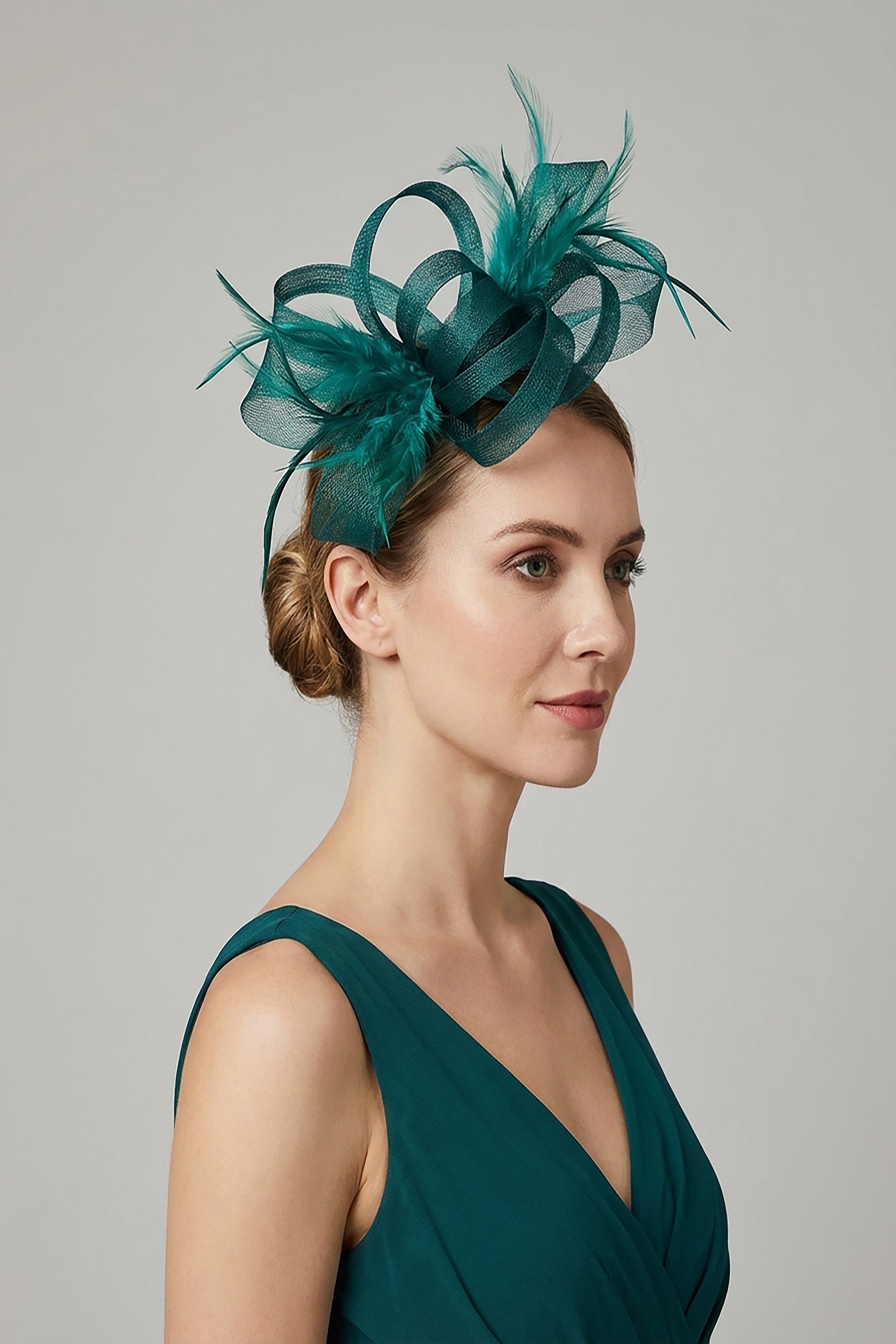 Ladies Loop Bow Feather Fascinator Headband Wedding & Race Day