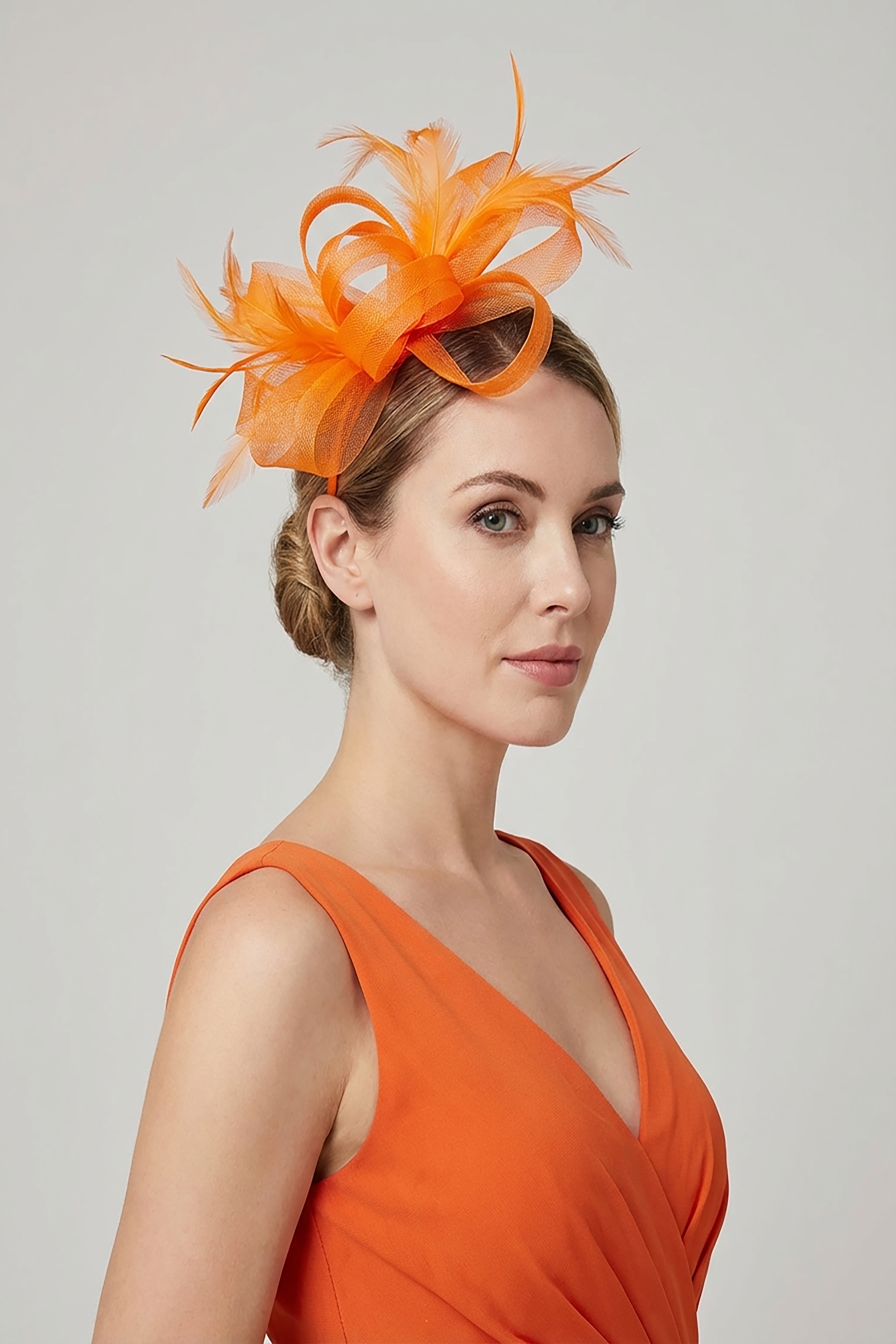 Ladies Loop Bow Feather Fascinator Headband Wedding & Race Day