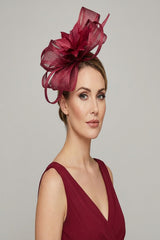 Curly Sinamay Fascinator with Feather Flower