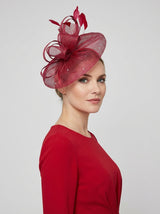 Curled Sinamay Bow Fascinator with Feather Trim Diamonds