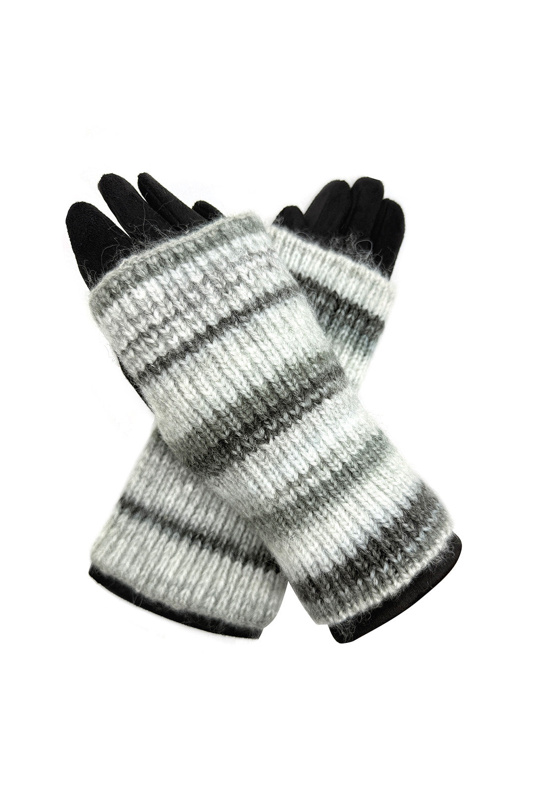 2-Piece Gloves Set – Plain Gloves & Removable Knitted Fingerless Layer
