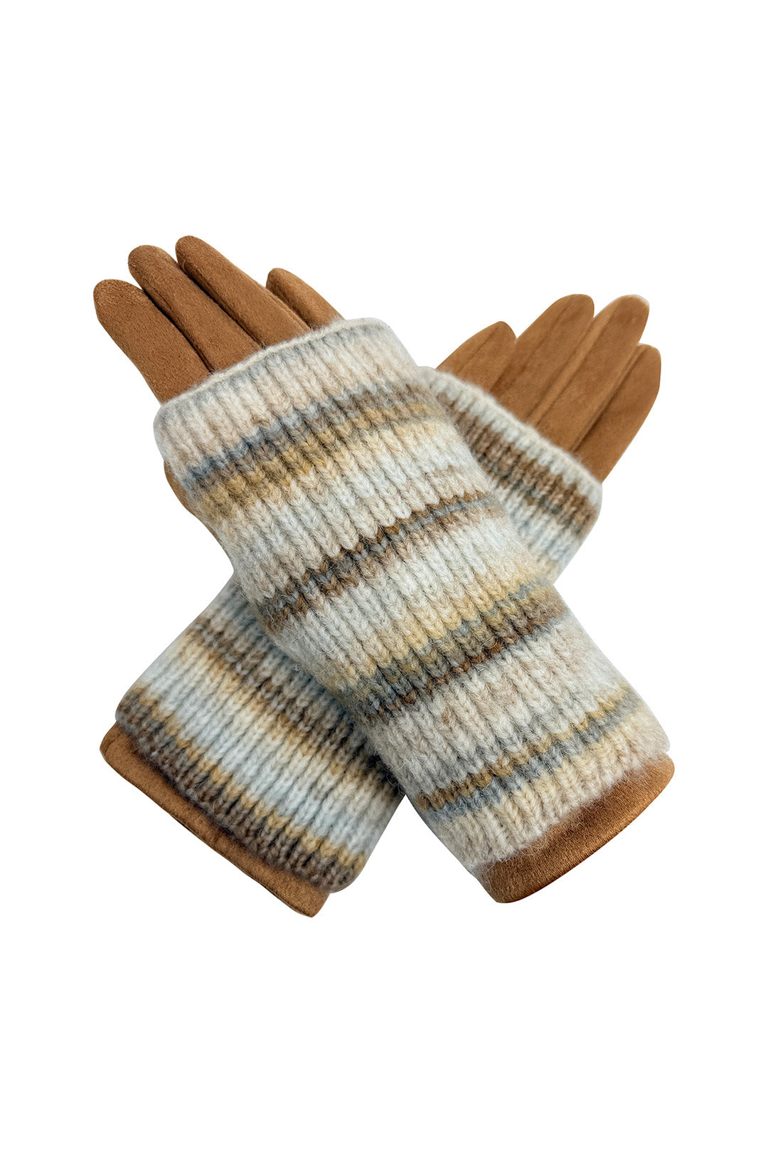2-Piece Gloves Set – Plain Gloves & Removable Knitted Fingerless Layer