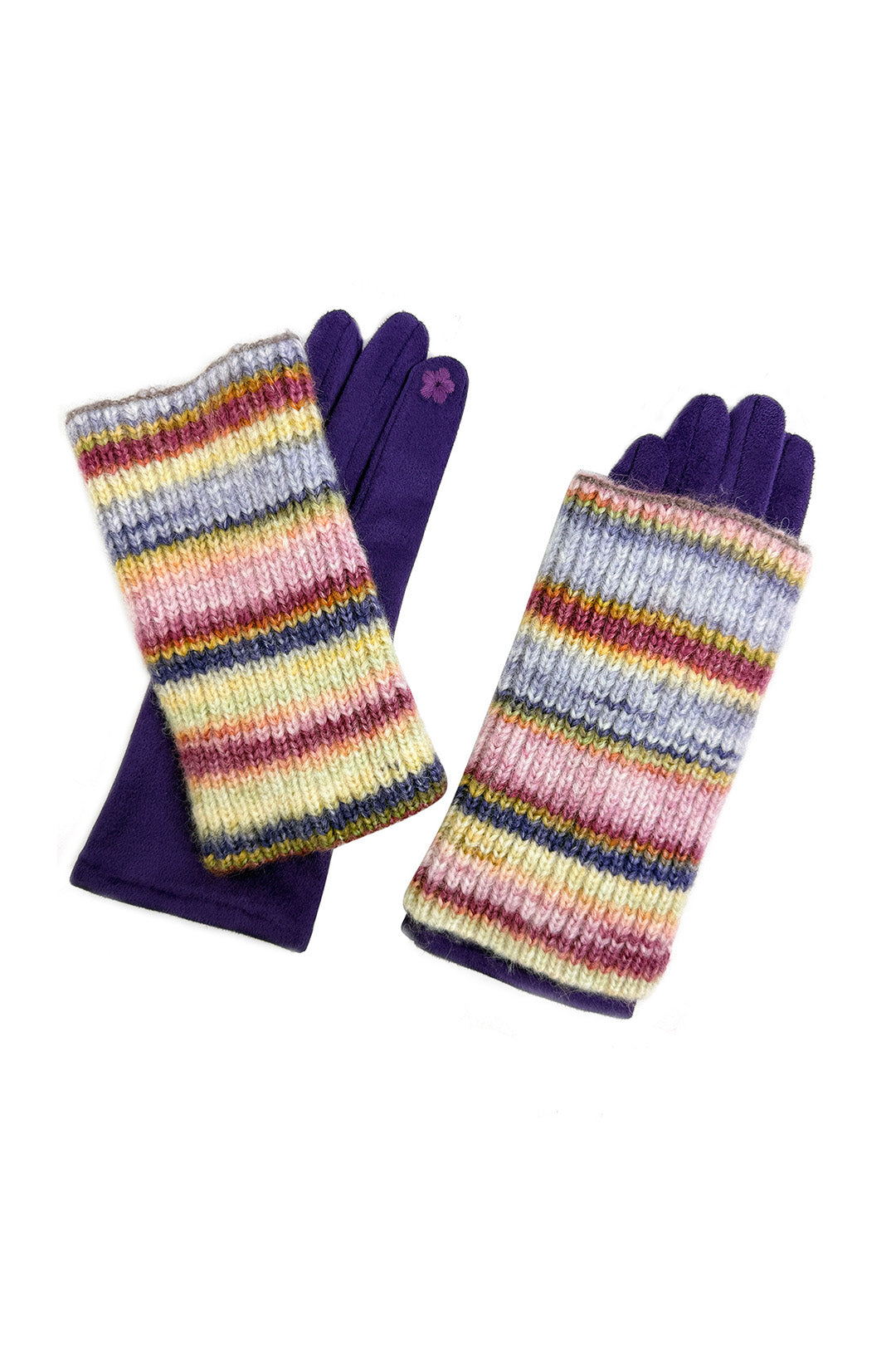 2-Piece Gloves Set – Plain Gloves & Removable Knitted Fingerless Layer