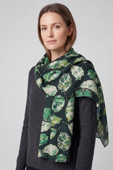 Women Metallic Leaf Print Lightweight Scarf