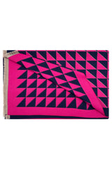 Women’s Two-Tone Triangle Pattern Scarf with Fringe
