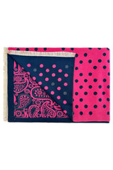 Women’s Paisley and Polka Dot Woven Scarf with Fringed Edges