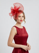 Sinamay Fascinator with Feather Flower Detail Navy