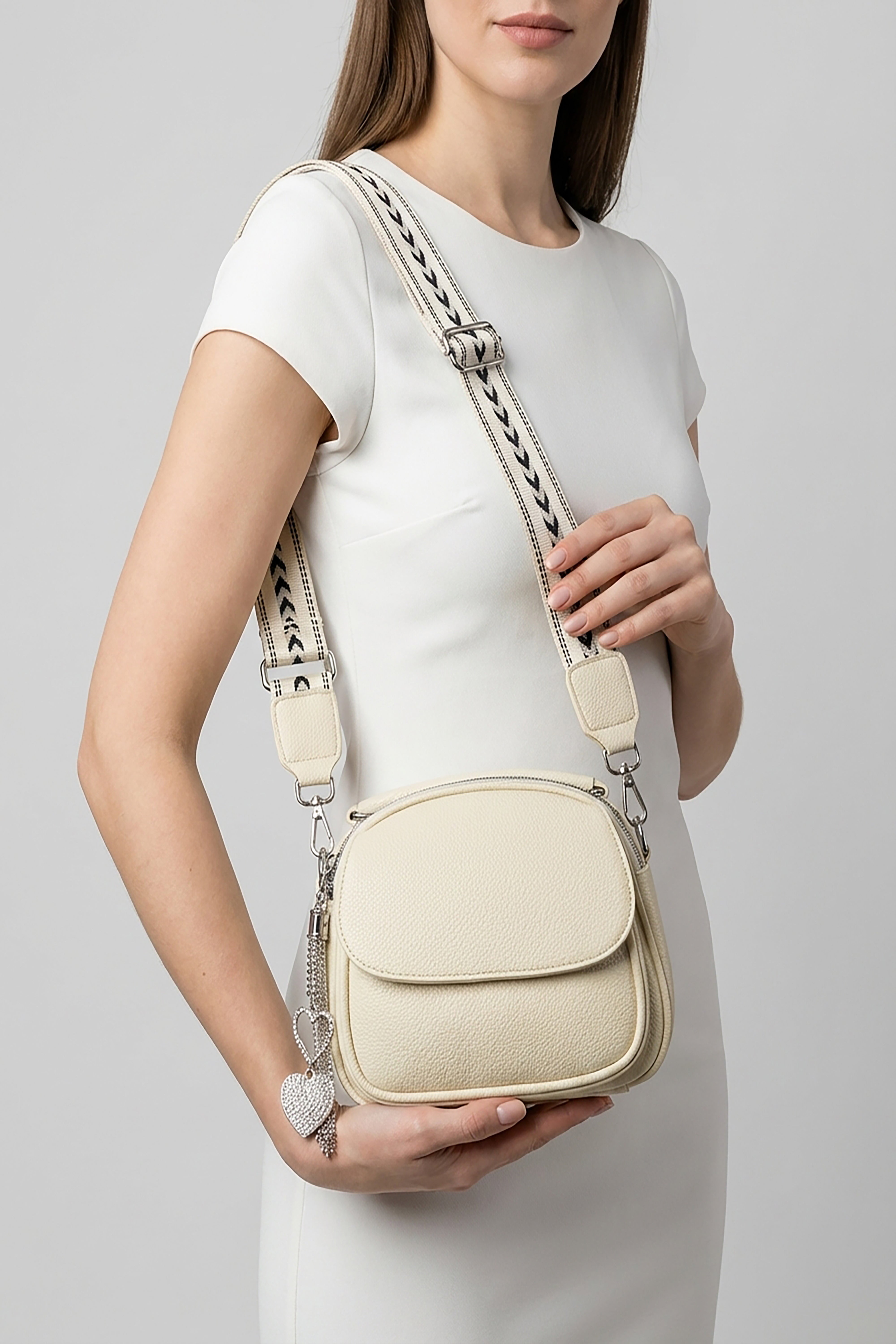 Mini Crossbody Bag with Textured Finish and Adjustable Strap