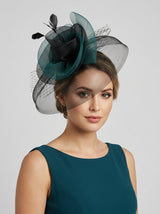 Layered Sinamay Disc Fascinator with Feather Detail
