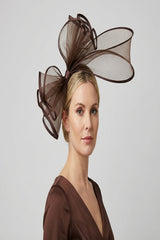 Large Mesh Loop Fascinator Headband with Structured Bow-Knot Design