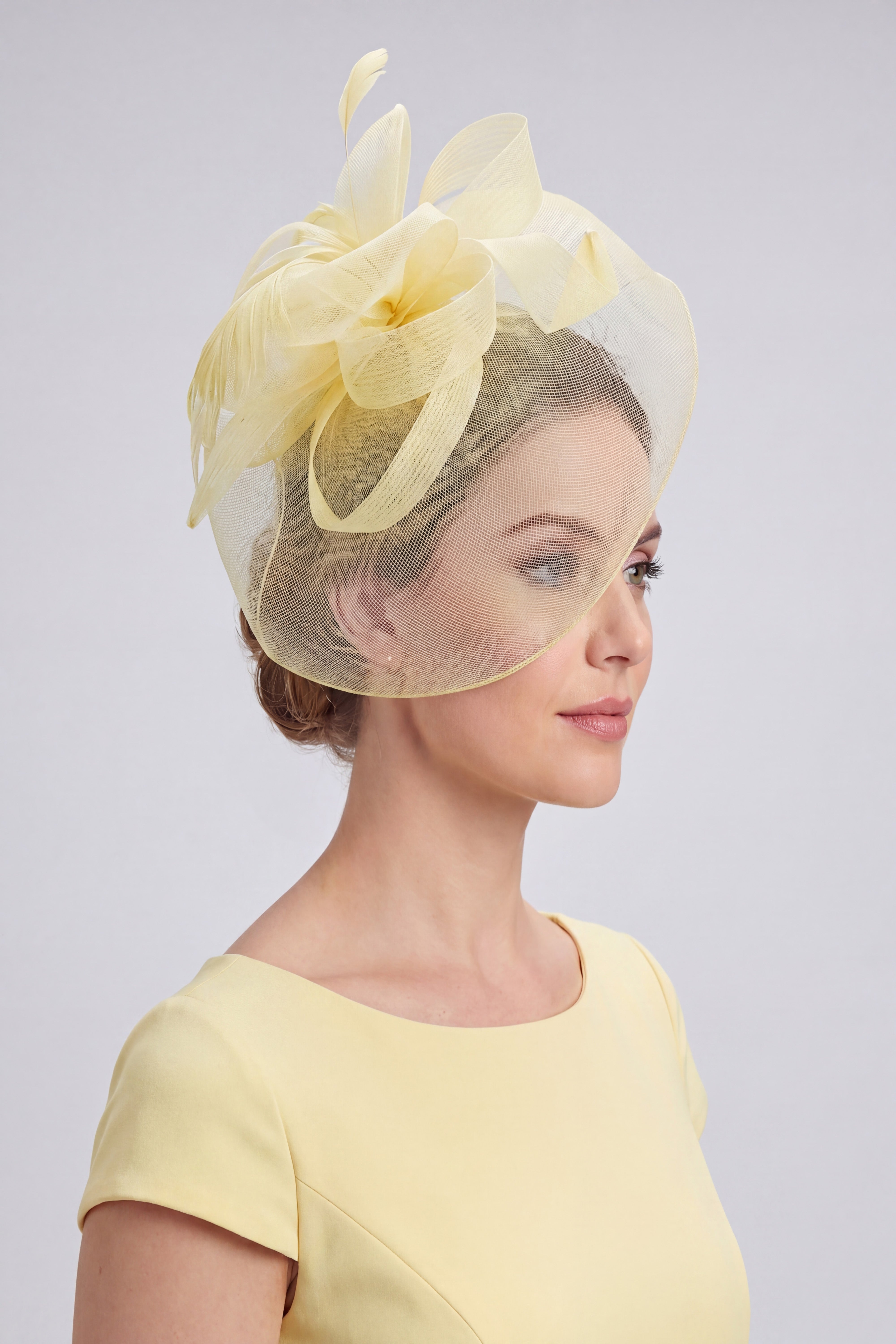 Statement Mesh Occasion Fascinator with Feather Trim
