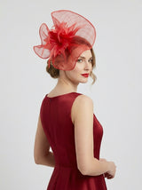Sinamay Fascinator with Feather Flower Detail Navy