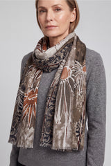 Women’s Floral Print Lightweight Scarf with Frayed Edges