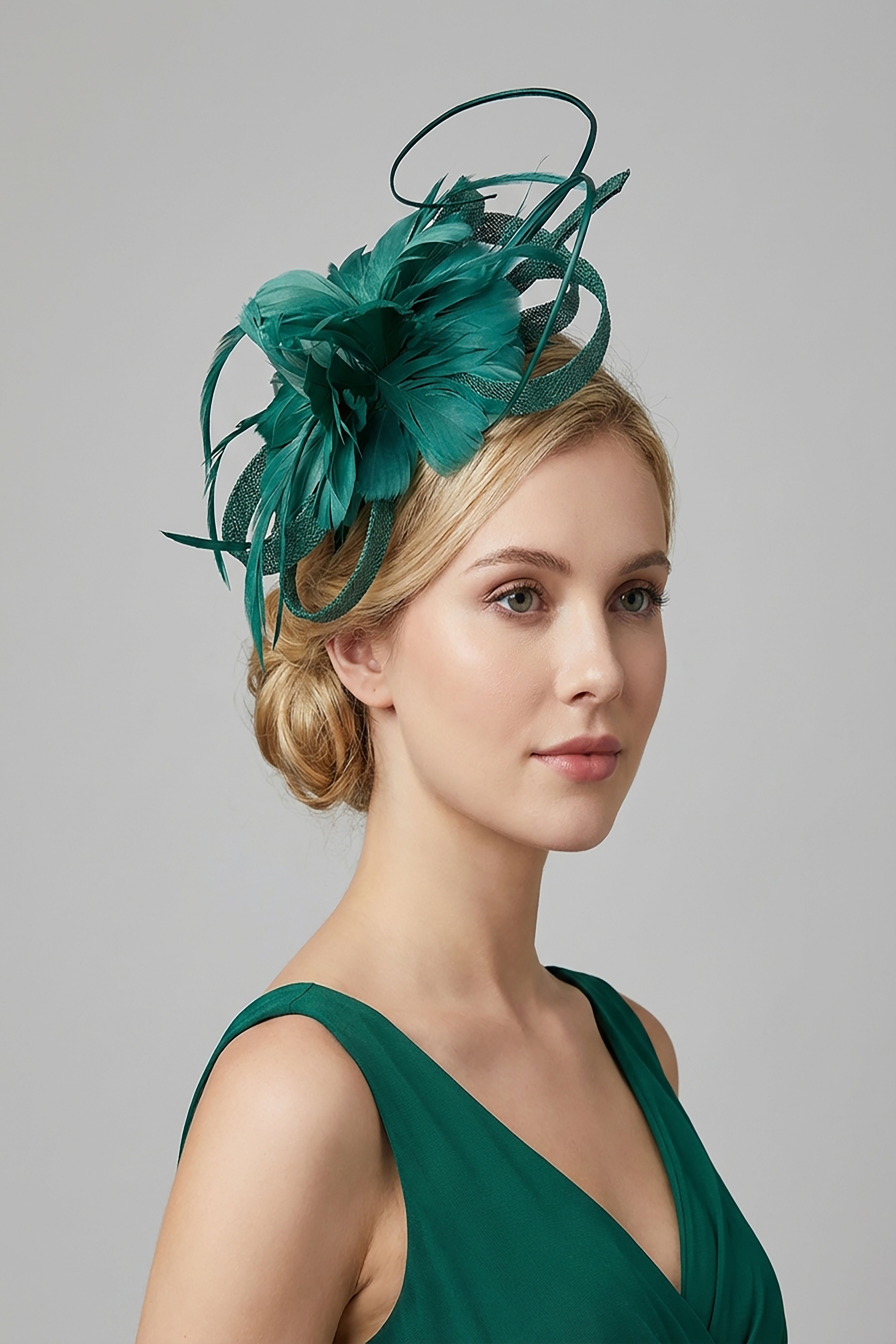 Sinamay Loop & Feather Flower Fascinator