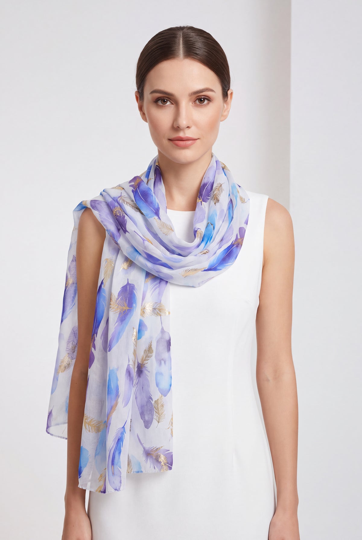 Feather Print Lightweight Scarf