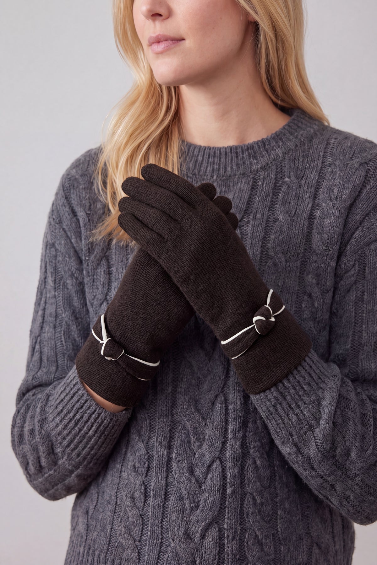 Women’s Soft Knot Detail Touchscreen Gloves