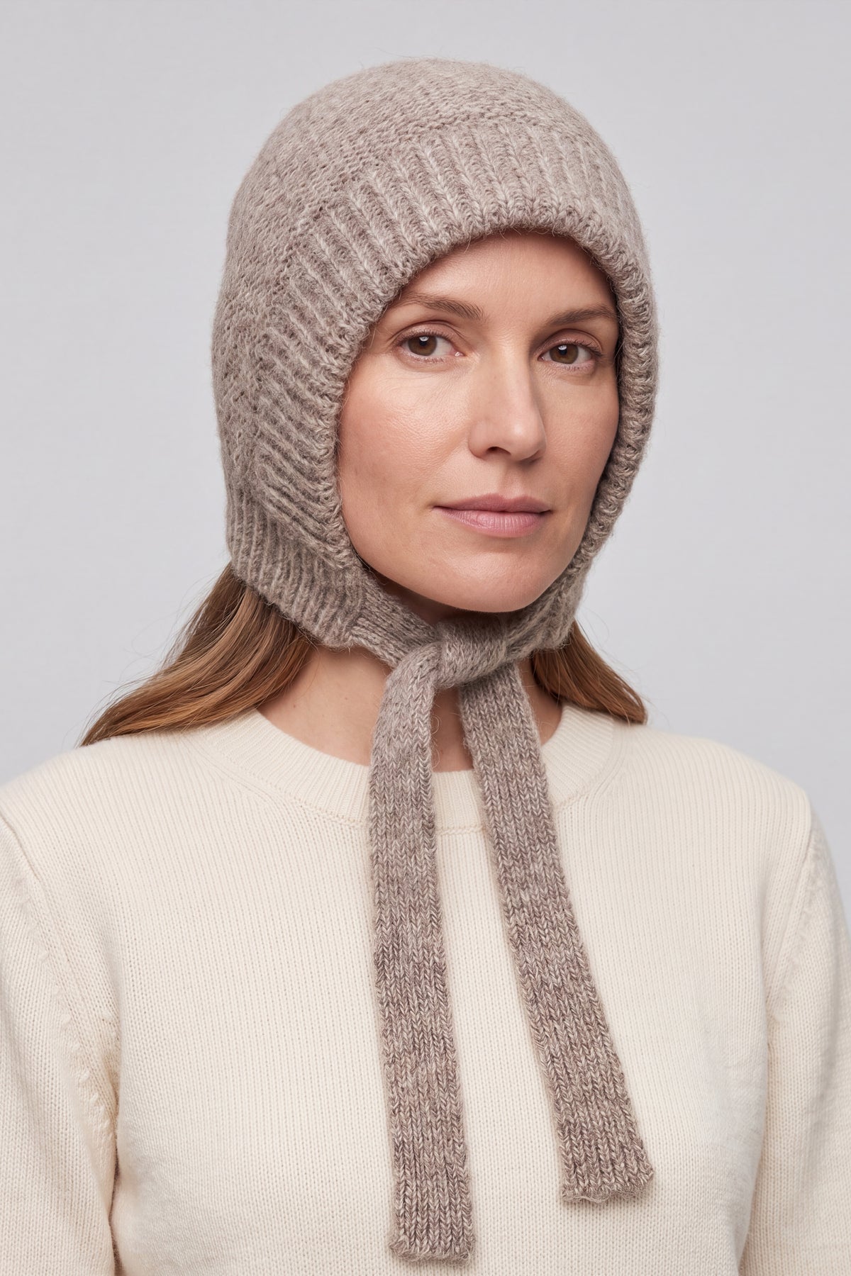 Women’s Soft Knit Tie Bonnet Hat with Chin Ties