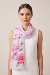 Soft Colourful Floral Bloom Print Chiffon Scarf