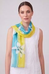 Floral Colour-Block Chiffon Scarf