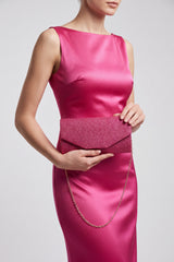 Glitter Envelope Clutch Bag with Gold /Silver Chain Strap