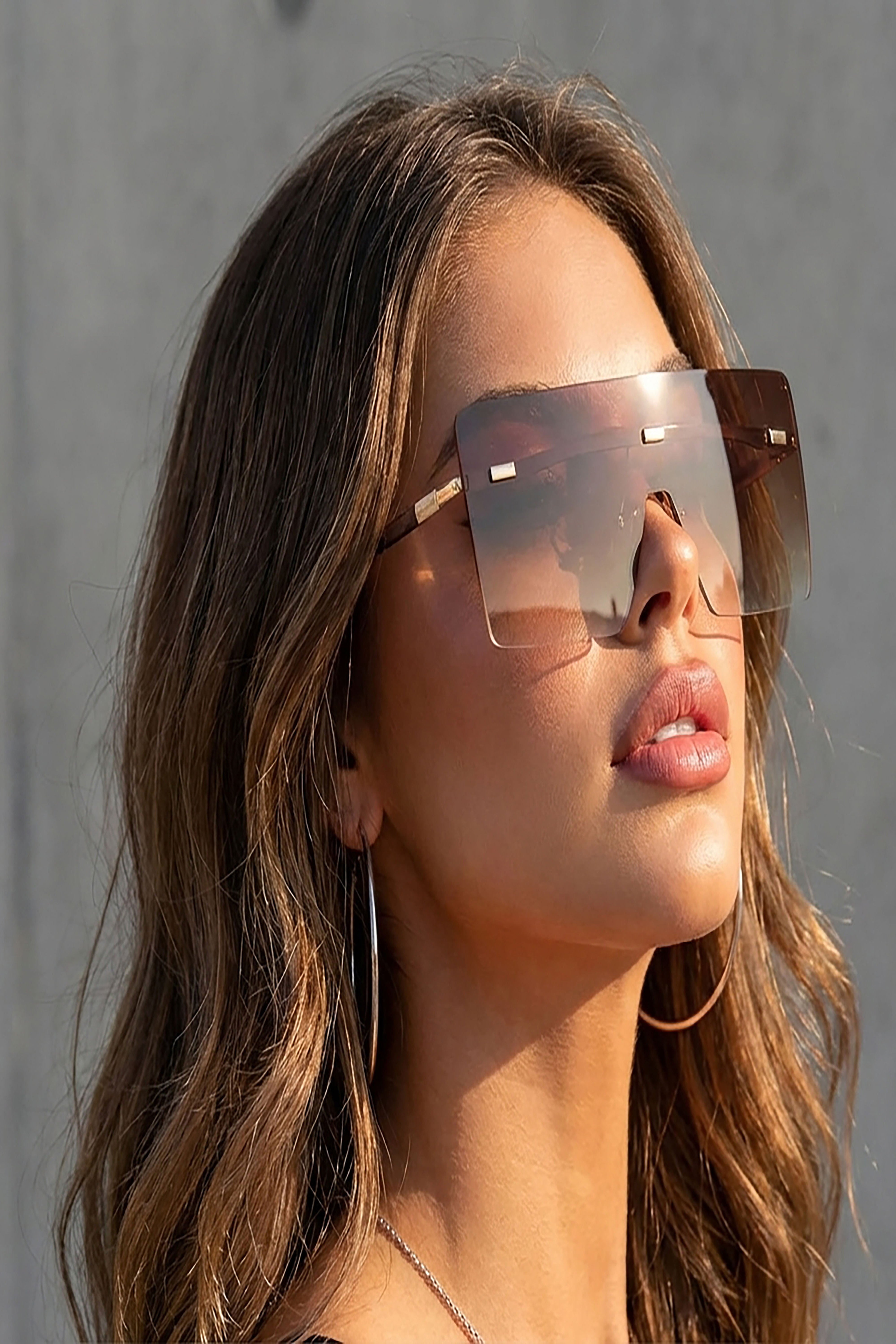 Oversized Rimless Visor Sunglasses