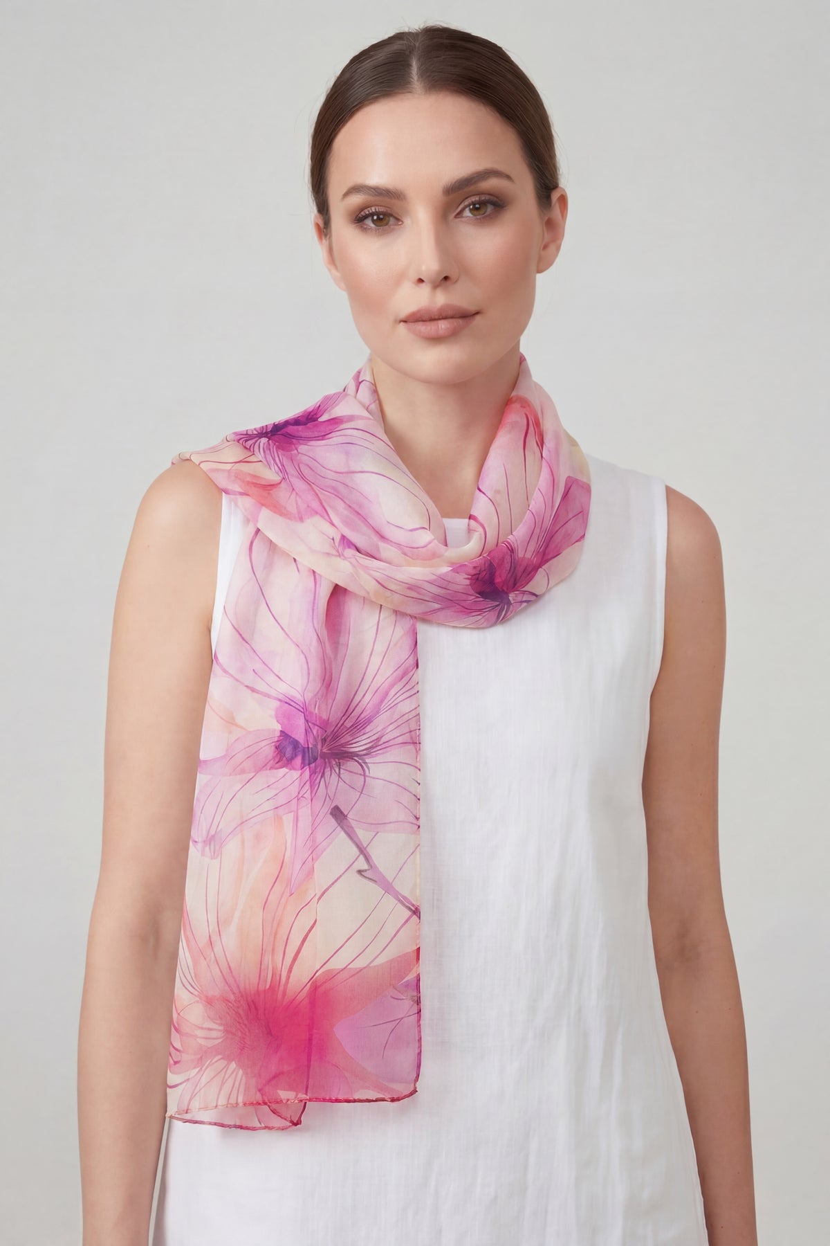 Watercolour Bright Floral Lightweight Scarf