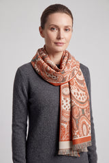 Mandala Pattern Reversible Scarf – Soft Touch, Decorative Fringe