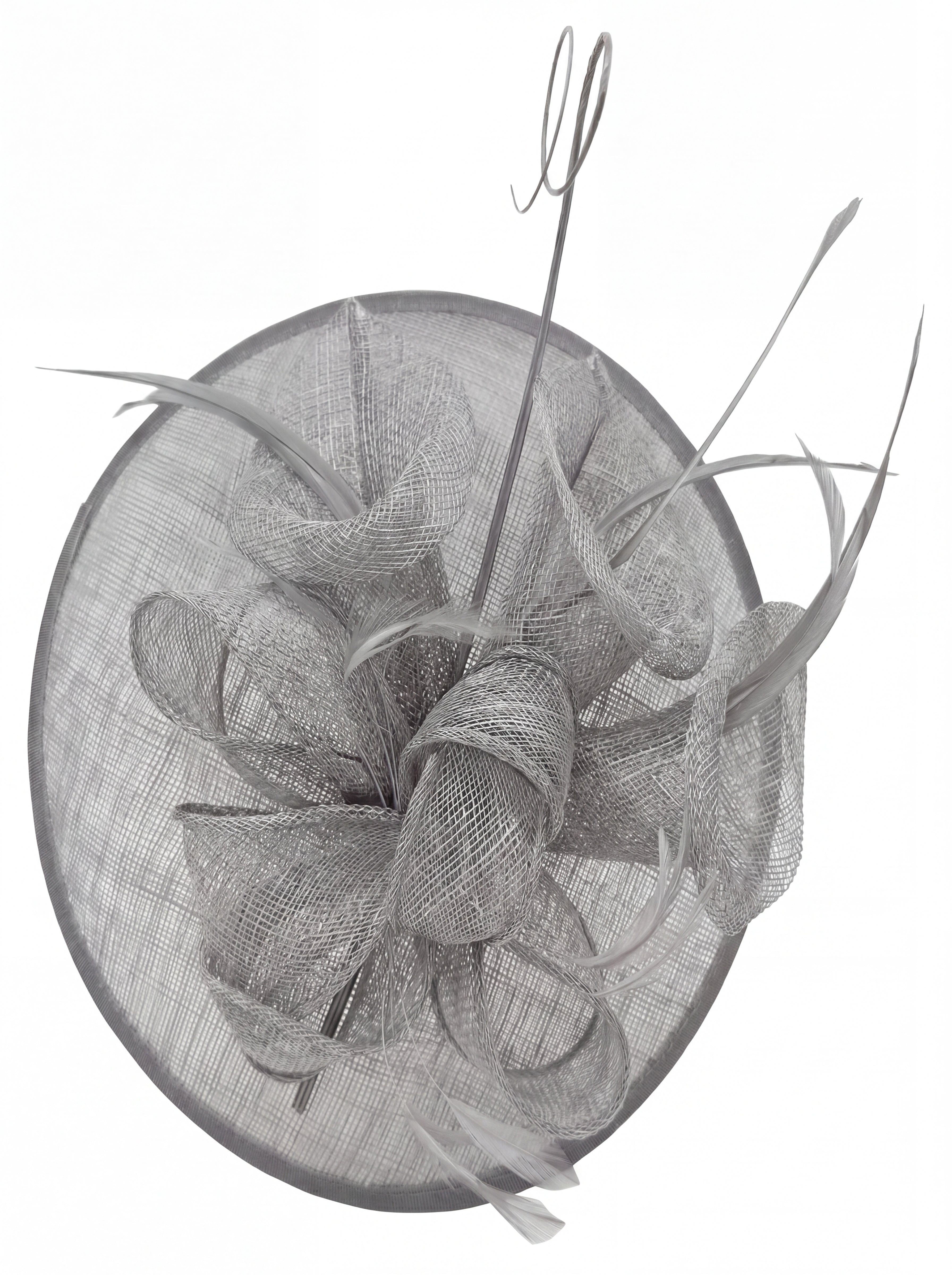 Statement Disc Fascinator with Petunia Flower and Feather Trim
