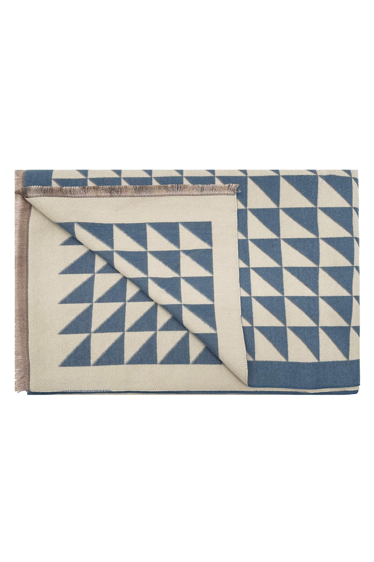 Women’s Two-Tone Triangle Pattern Scarf with Fringe