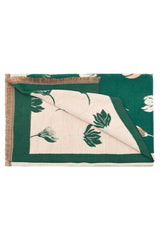 Women’s Reversible Floral Print Contrast Border Fringed Scarf
