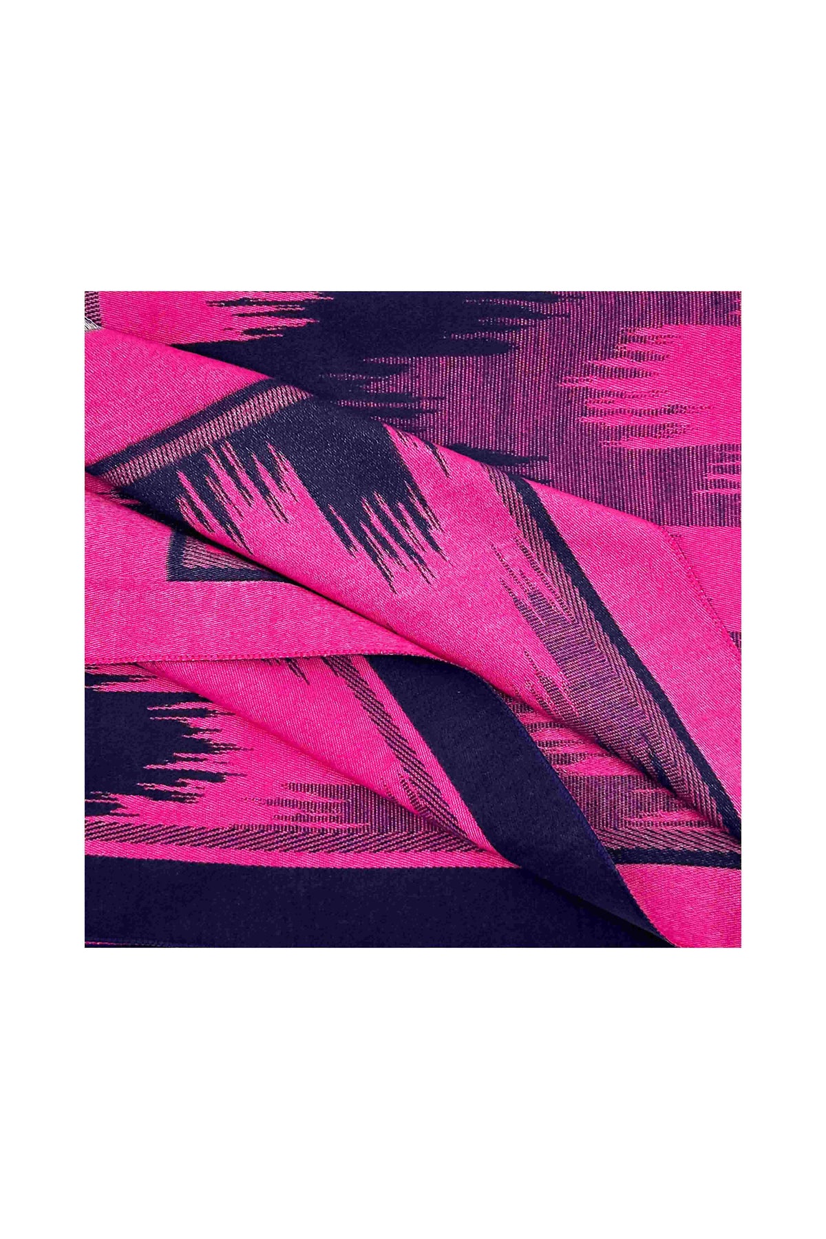 Women Abstract Pattern Woven Scarf with Fringed Edges