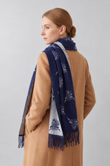 Women’s Highland Cow Print Reversible Scarf with Tassel Fringe