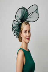 Large Mesh Loop Fascinator Headband with Structured Bow-Knot Design