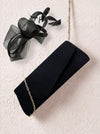 Satin Envelope Clutch Bag and Loop Fascinator Occasion Black