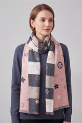 Women’s Reversible Floral Print Scarf – Soft Lightweight Fringed Wrap