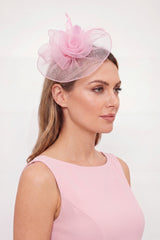 Curly Sinamay Fascinator with Feather Flower