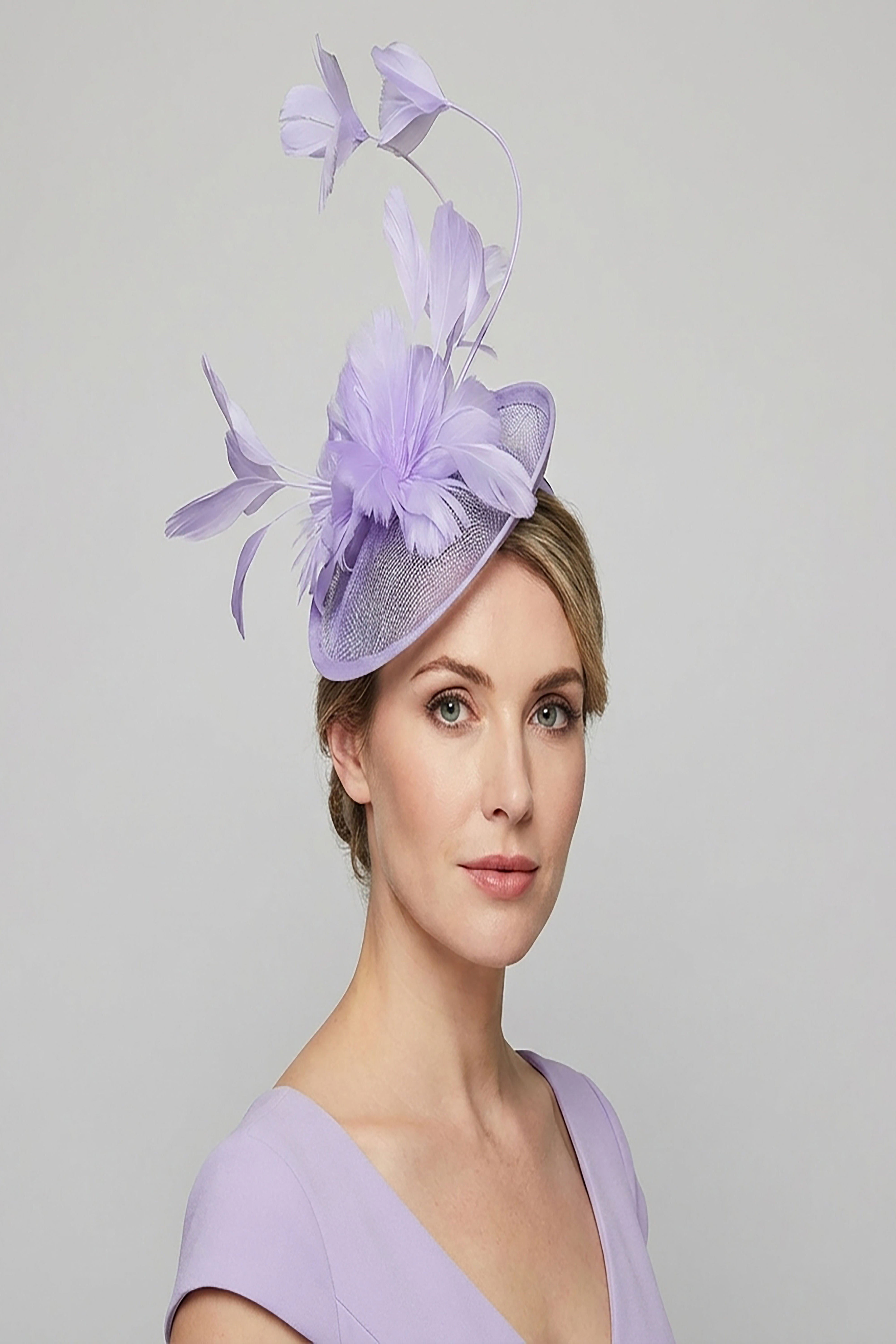 Delicate Feather Stem Sinamay Fascinator Baby Blue