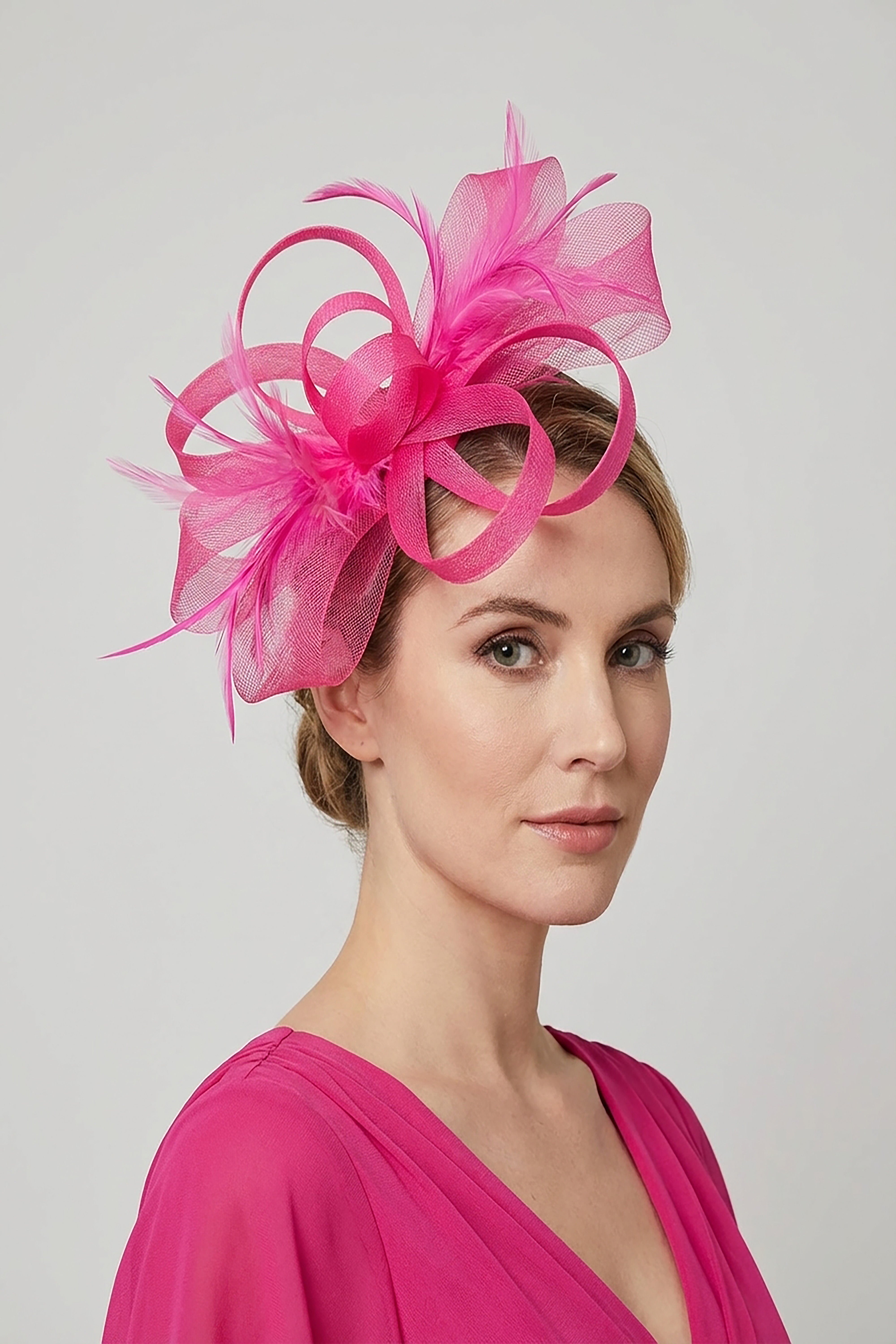 Ladies Loop Bow Feather Fascinator Headband Wedding & Race Day