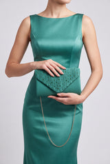 Embellished Envelope Clutch Bag with Gold Chain Strap
