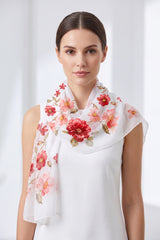 Soft Colourful Floral Bloom Print Chiffon Scarf