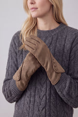 Touchscreen Soft-Touch Gloves with Vintage Button Cuff