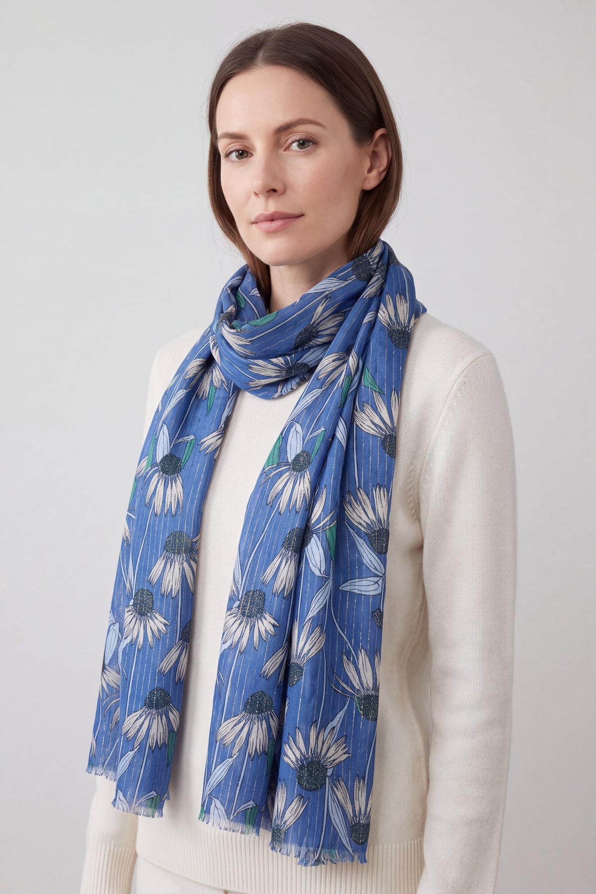 Vintage Floral Print Lightweight Scarf