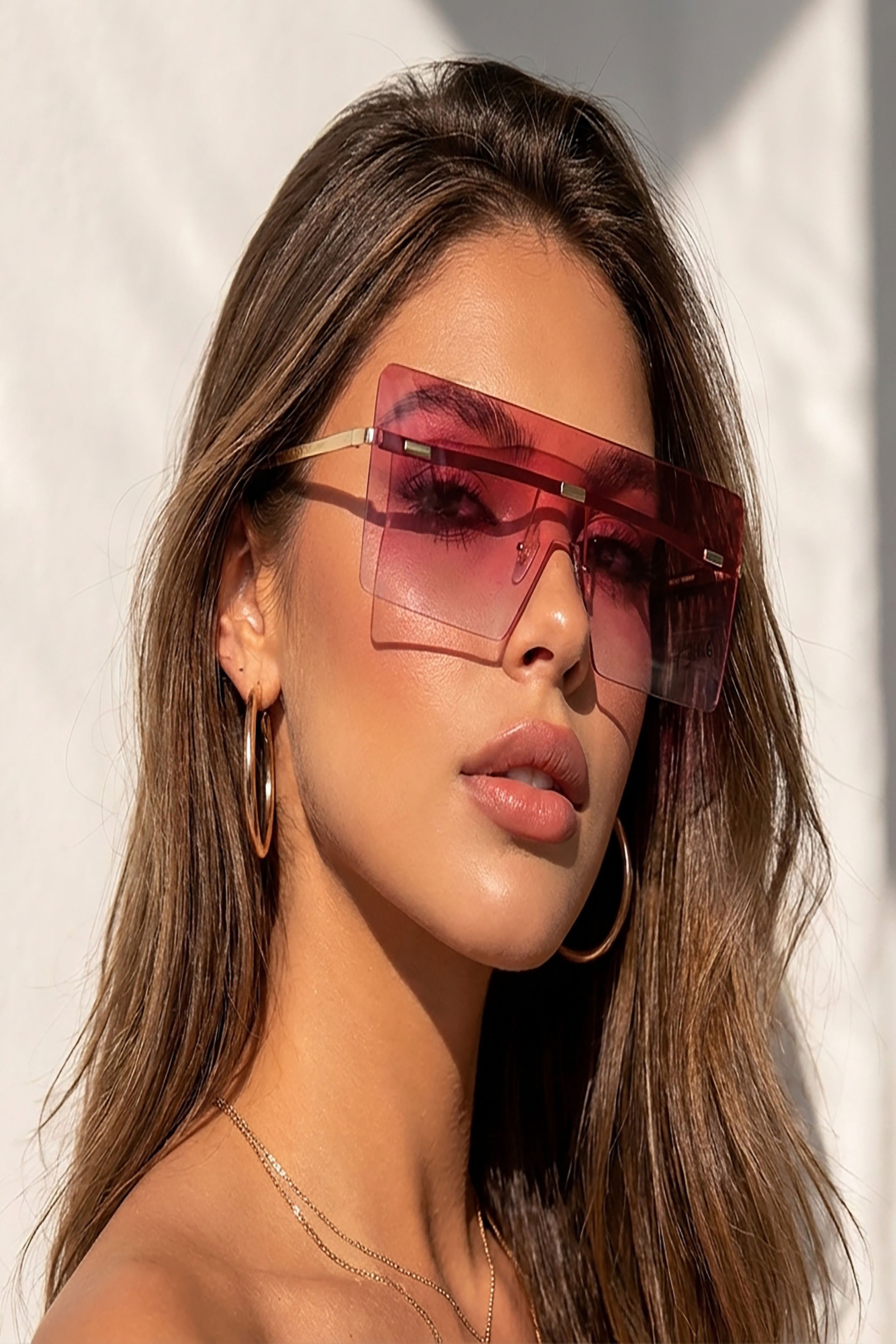 Oversized Rimless Visor Sunglasses